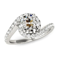 Anello Rotondo Con Genuino Diamante Taglio Antico, Stile Di Tensione 4.50 Carati