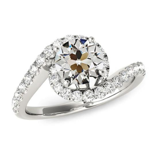Anello Rotondo Con Genuino Diamante Taglio Antico, Stile Di Tensione 4.50 Carati