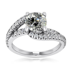 Anello Rotondo Con Genuino Diamante Taglio Vecchia Miniera, Gambo Diviso 5,75 Carati