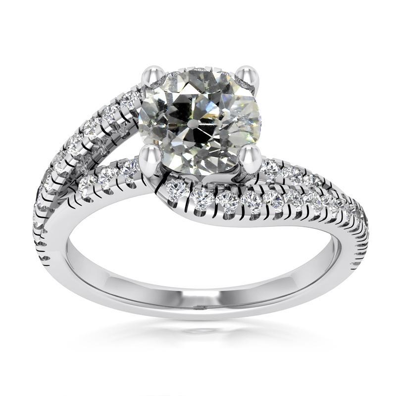 Anello Rotondo Con Genuino Diamante Taglio Vecchia Miniera, Gambo Diviso 5,75 Carati