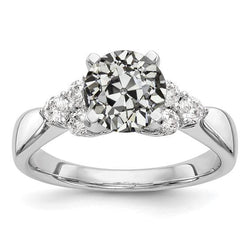 Anello Rotondo Con Genuino Diamante Taglio Vecchio Miniera Con Gambo Affusolato Set 3,50 Carati