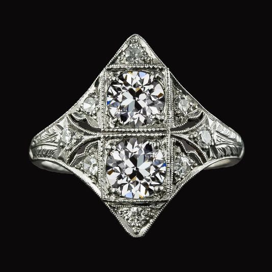 Anello Rotondo Con Genuino Diamanti Da Minatore Antico Stile Aquilone Antico In Filigrana Da 2,50 Carati