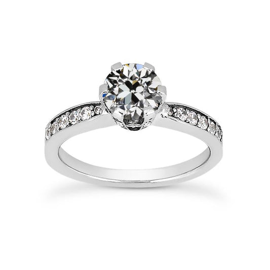 Anello Rotondo Con Genuino Diamanti Da Vecchio Minatore, Gioielli Da Donna, Oro 14K, 2,50 Carati