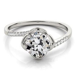 Anello Rotondo Con Genuino Diamanti Taglio Vecchio Miniera Stile Fiore Intrecciato 3,25 Carati
