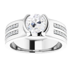 Anello Rotondo Con Naturale Diamanti A Taglio Antico, Mezza Castone, 3,50 Carati