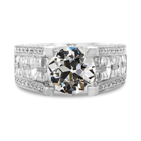 Anello Rotondo Con Naturale Diamanti Da Vecchio Minatore Fantasia Gioielli In Oro Da Donna 9 Carati