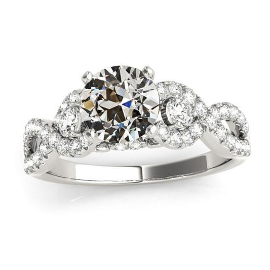 Anello Rotondo Con Naturale Diamanti Taglio Antico Stile Infinito In Oro Bianco 4 Carati