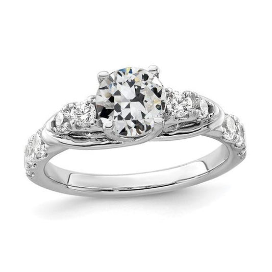 Anello Rotondo Con Naturale Diamanti Taglio Vecchio Con Accenti A Traliccio Incastonato 2,75 Carati