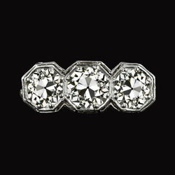 Anello Rotondo Con Naturale Diamanti Taglio Vecchio Miniera 3 Pietre Gioielli In Oro 6 Carati
