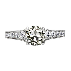Anello Rotondo Con Naturale Diamanti Taglio Vecchio Miniera Con Accenti A 4 Punte Incastonate 4 Carati