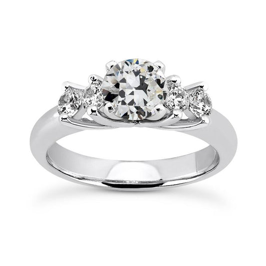 Anello Rotondo Con Naturale Diamanti Taglio Vecchio Miniera Oro 5 Gioielli In Pietra 4 Carati