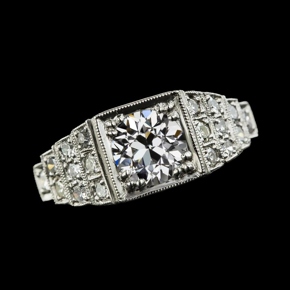 Anello Rotondo Con Naturale Diamanti Taglio Vecchio Miniera, Gioielli In Oro Con Gambo Milgrain 3,50 Carati