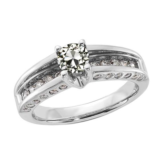 Anello Rotondo Con Naturale Diamanti, Taglio Antico, Taglio Miniera, 2,50 Carati