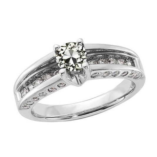 Anello Rotondo Con Naturale Diamanti, Taglio Antico, Taglio Miniera, 2,50 Carati