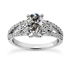 Anello Rotondo Con Vero Diamante Taglio Antico, Nodo Trinity, Gambo Diviso 4,75 Carati
