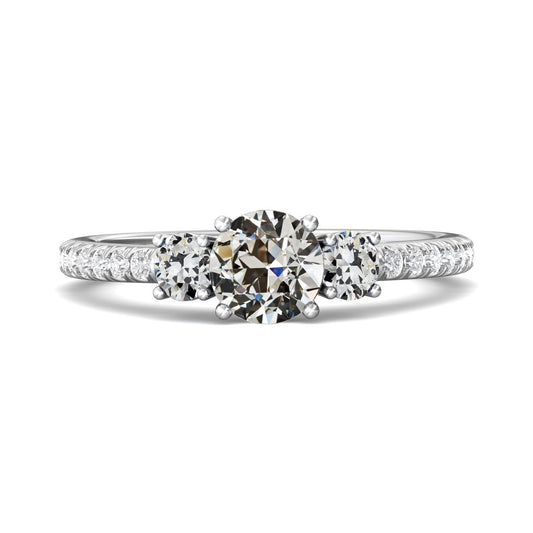 Anello Rotondo Con Vero Diamanti Della Vecchia Miniera 3 Gioielli In Stile Pietra Oro 14K 4 Carati