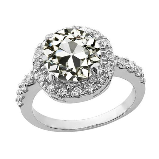 Anello Rotondo Da Donna Con Anello Di Vero Diamanti Da Minatore Vecchio Con Accenti In Oro 4 Carati