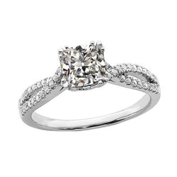 Anello Rotondo E Cuscino Con Genuino Diamante Taglio Vecchia Miniera Gambo Diviso 3,50 Carati