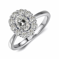 Anello Rotondo E Ovale Con Naturale Diamante A Taglio Antico Con Gambo Affusolato 4 Carati