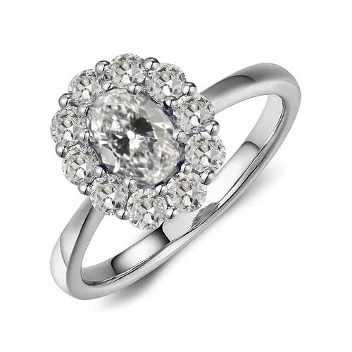 Anello Rotondo E Ovale Con Naturale Diamante A Taglio Antico Con Gambo Affusolato 4 Carati
