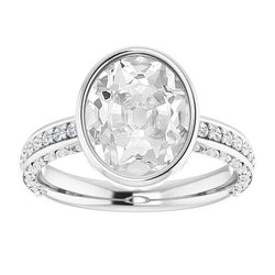 Anello Rotondo E Ovale Con Naturale Diamanti Taglio Antico Castone Set 7,25 Carati Gioielli Da Donna