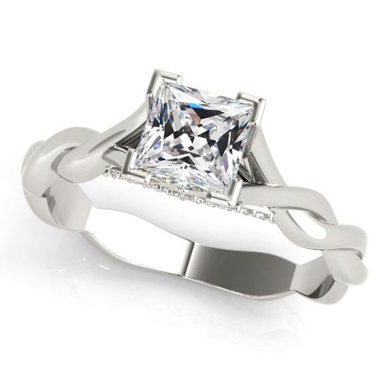 Anello Rotondo E Quadrato Con Genuino Diamante A Taglio Antico, Gambo A V Con Gambo Ritorto, 4,25 Carati