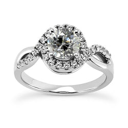 Anello Rotondo Halo Old Mine Cut Naturale Diamante Ring Twisted Style 3,75 Carati