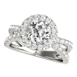 Anello Rotondo Halo Old Mine Cut Vero Diamante Wedding Ring Gambo Diviso 5,50 Carati