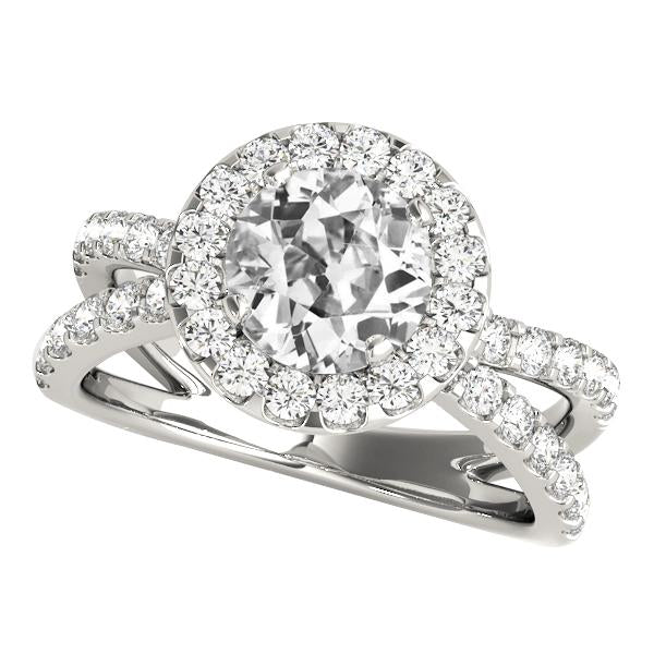 Anello Rotondo Halo Old Mine Cut Vero Diamante Wedding Ring Gambo Diviso 5,50 Carati