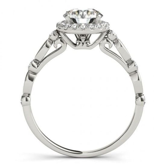 Anello Rotondo Halo Vero Diamond 1.50 Carati Anniversario Di Fidanzamento WG 14K