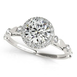 Anello Rotondo Halo Vero Diamond 1.50 Carati Anniversario Di Fidanzamento WG 14K
