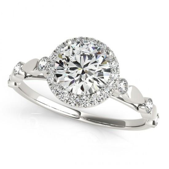 Anello Rotondo Halo Vero Diamond 1.50 Carati Anniversario Di Fidanzamento WG 14K