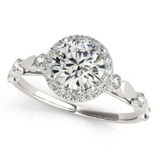 Anello Rotondo Halo Vero Diamond 1.50 Carati Anniversario Di Fidanzamento WG 14K