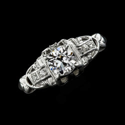 Anello Rotondo In Stile Vintage Con Genuino Diamante Taglio Vecchio Miniera 2.25 Carati In Oro Bianco