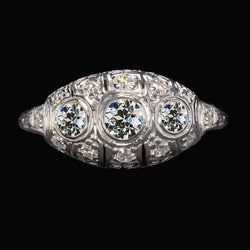Anello Rotondo In Stile Vintage Con Vero Diamanti Da Minatore Vecchio 4,25 Carati Con Gambo Milgrain