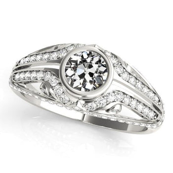 Anello Rotondo Vecchio Minatore Con Naturale Diamanti Incastonati In Stile Vintage 3,50 Carati