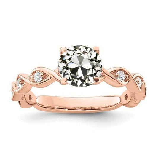 Anello Rotondo Vecchio Minatore Con Naturale Diamanti Infinity Prong Set 2,50 Carati In Oro 14K