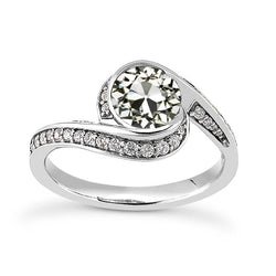 Anello Rotondo Vecchio Minatore Genuino Diamante Halo Con Gambo Intrecciato Oro 4,50 Carati