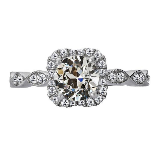 Anello Rotondo Vecchio Minatore Naturale Diamante Halo Anniversary 4,50 Carati