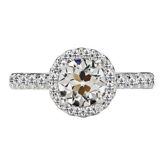 Anello Rotondo Vecchio Minatore Naturale Diamante Halo Anniversary Gold 5.50 Carati