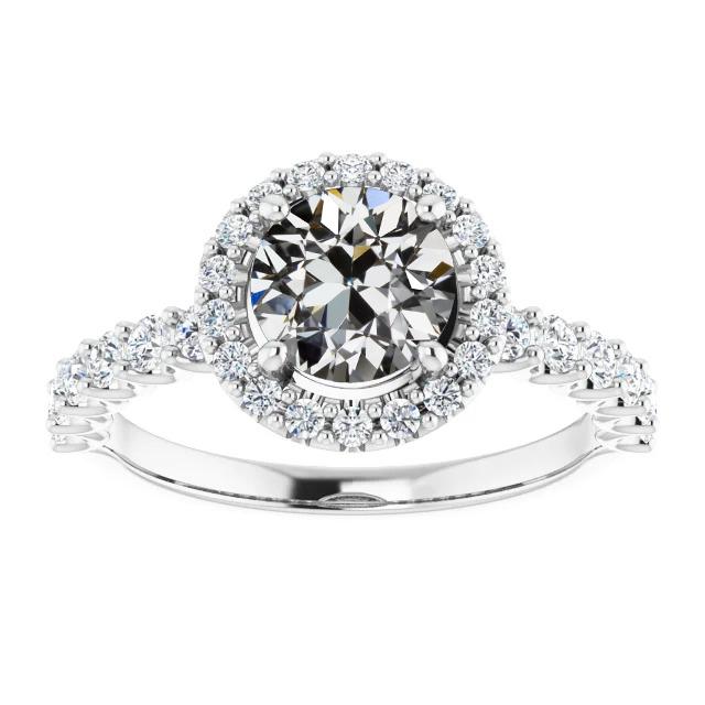 Anello Rotondo Vecchio Minatore Naturale Diamante Halo Ring Set 4,25 Carati