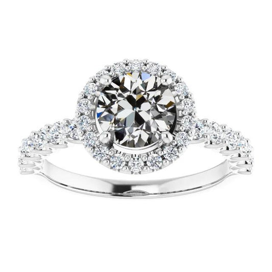 Anello Rotondo Vecchio Minatore Naturale Diamante Halo Ring Set 4,25 Carati