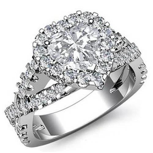 Anello Scintillante Con Vero Diamante Taglio Cuore In Oro Bianco Massiccio 14K Da 7.25 Ct