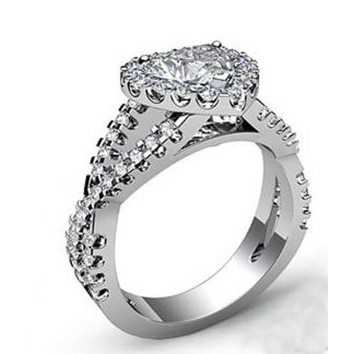 Anello Scintillante Con Vero Diamante Taglio Cuore In Oro Bianco Massiccio 14K Da 7.25 Ct