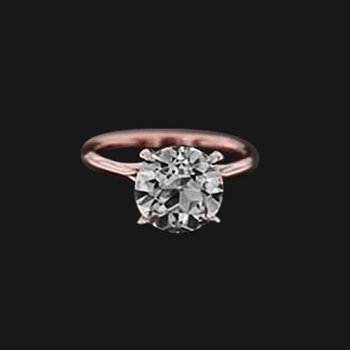 Anello Solitario Ad Incastro Con Genuino Diamante Da 2 Carati Con Oro Rosa 14K Vecchio Minatore