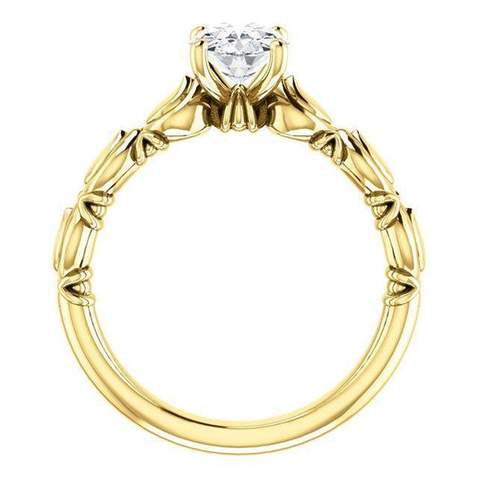 Anello Solitario Anniversario Naturale Diamante Ovale Oro Giallo 1.50 Carati 14K