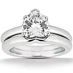 Anello Solitario Con Fascia Di Fidanzamento Con Vero Diamante Taglio Cuore Da 1 Carato