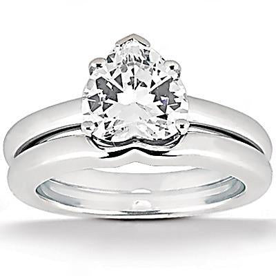 Anello Solitario Con Fascia Di Fidanzamento Con Vero Diamante Taglio Cuore Da 1 Carato