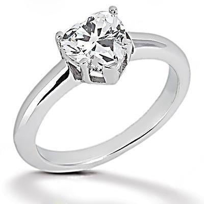 Anello Solitario Con Fascia Di Fidanzamento Con Vero Diamante Taglio Cuore Da 1 Carato