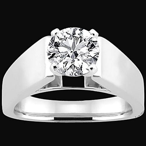 Anello Solitario Con Gambo Euro Genuino Diamante Rotondo 2,50 Carati Oro Bianco 14K